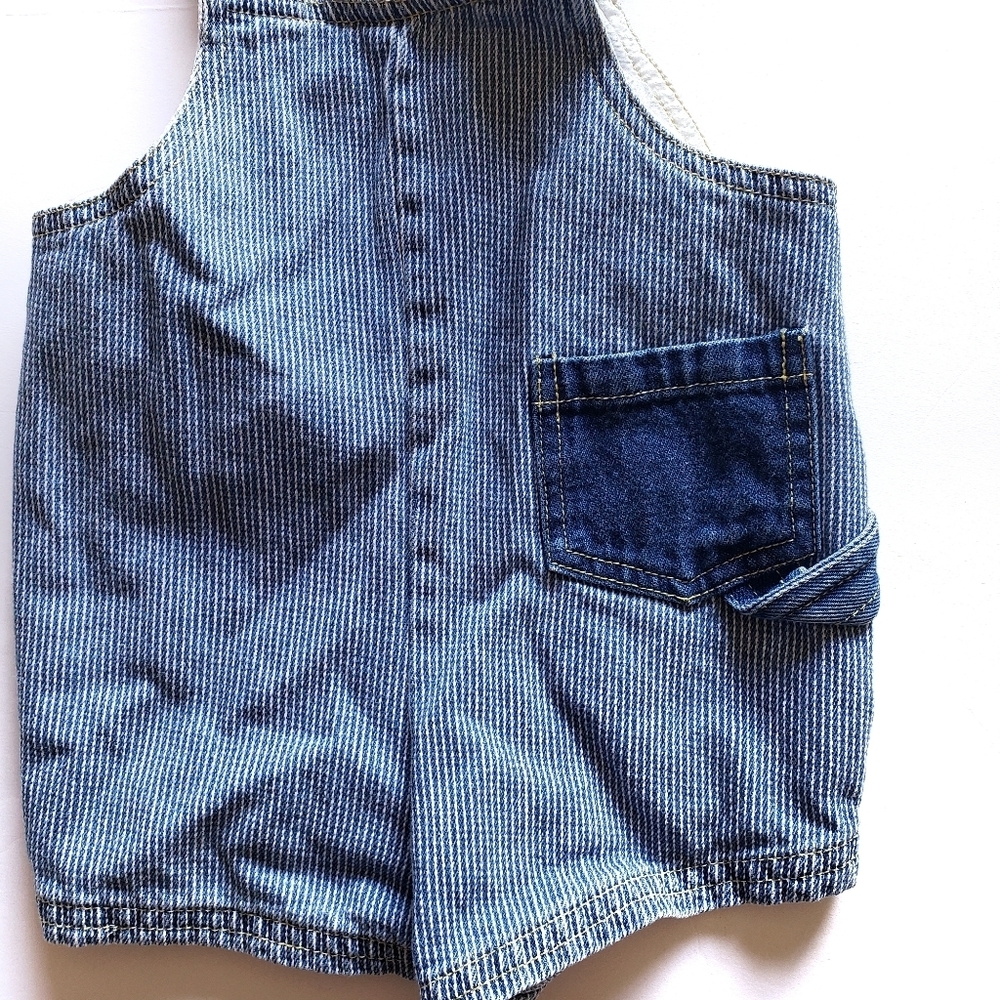 Vintage Denim Overalls Shorts Baby 6-9 Months - Picture 6 of 7